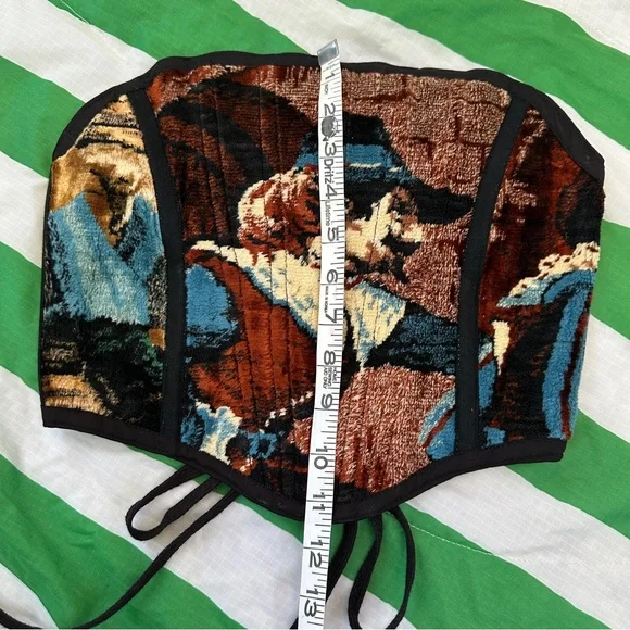 PSYCHIC OUTLAW corset! Lace up recycled clothing tapestry - Picture 5 of 8